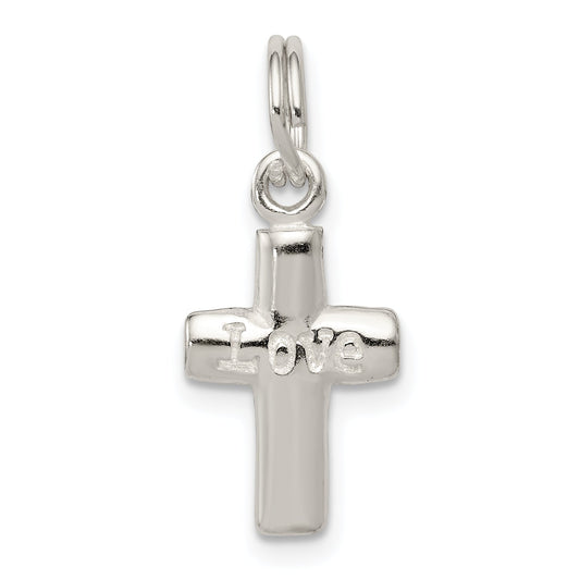 Sterling Silver Polished Love Cross Charm