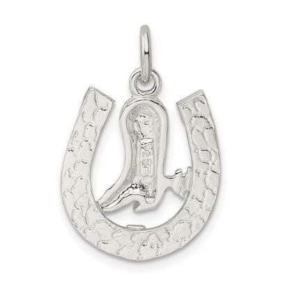 Sterling Silver Horseshoe With Boot Charm