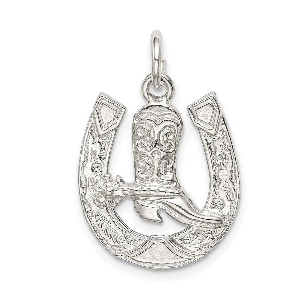 Sterling Silver Horseshoe With Boot Charm