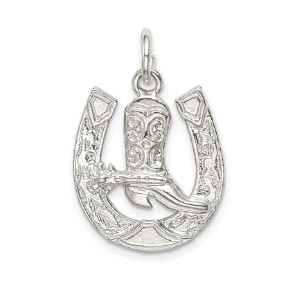 Sterling Silver Horseshoe With Boot Charm