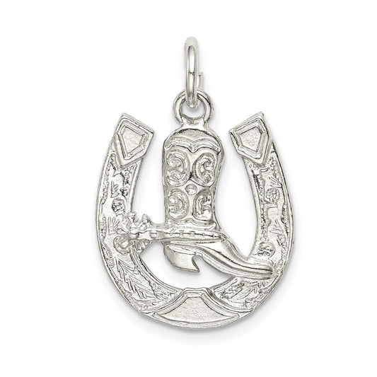 Sterling Silver Horseshoe With Boot Charm