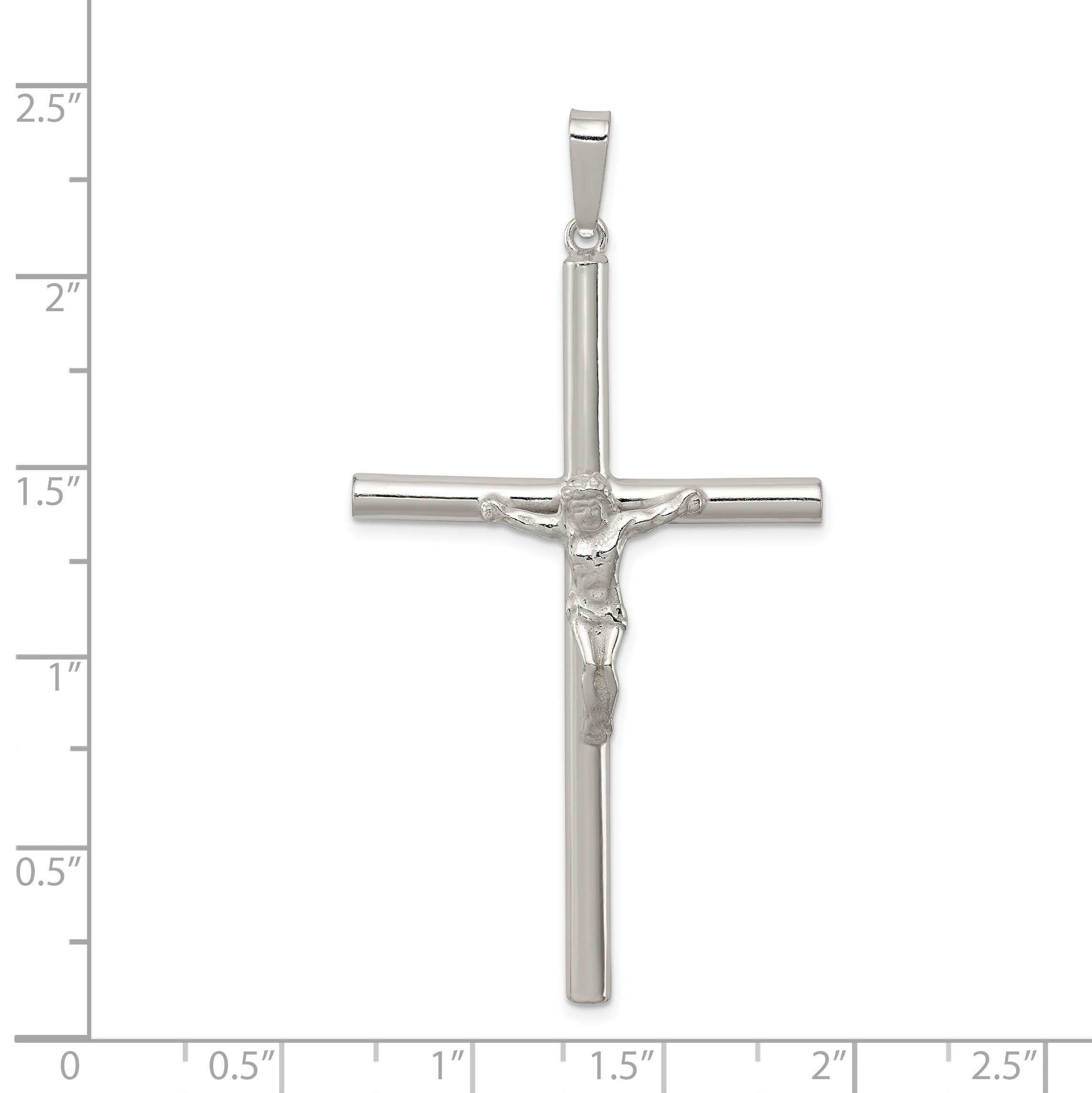 Sterling Silver Polished Hollow Crucifix Pendant