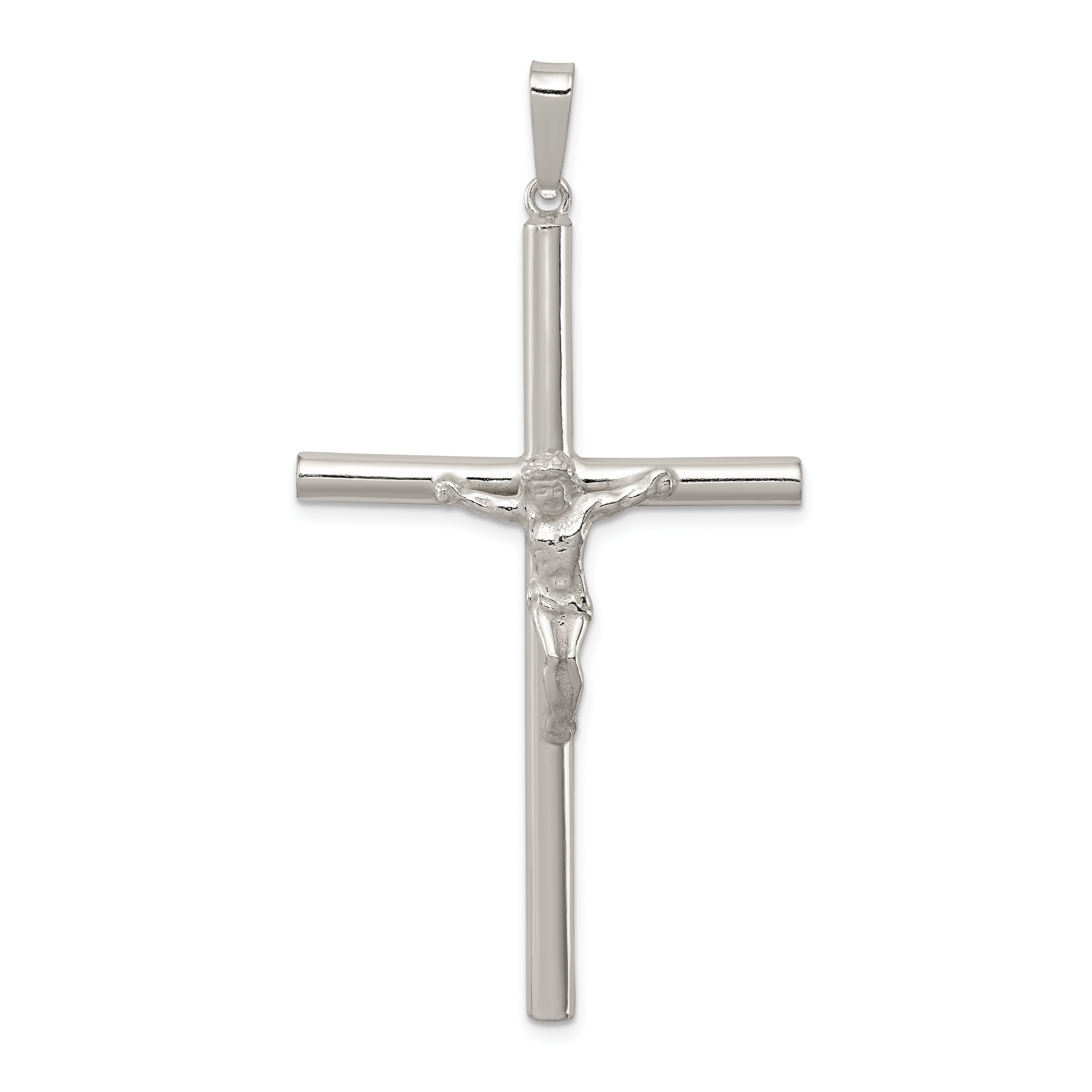 Sterling Silver Polished Hollow Crucifix Pendant