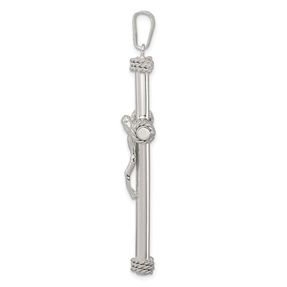 Sterling Silver Polished Textured Hollow Crucifix Pendant