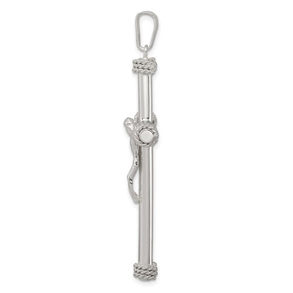 Sterling Silver Polished Textured Hollow Crucifix Pendant