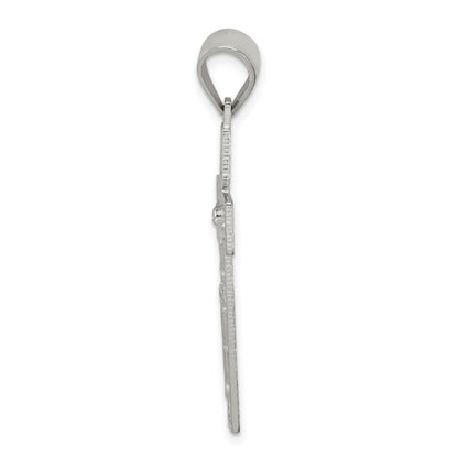 Sterling Silver Polished & Textured Crucifix Pendant