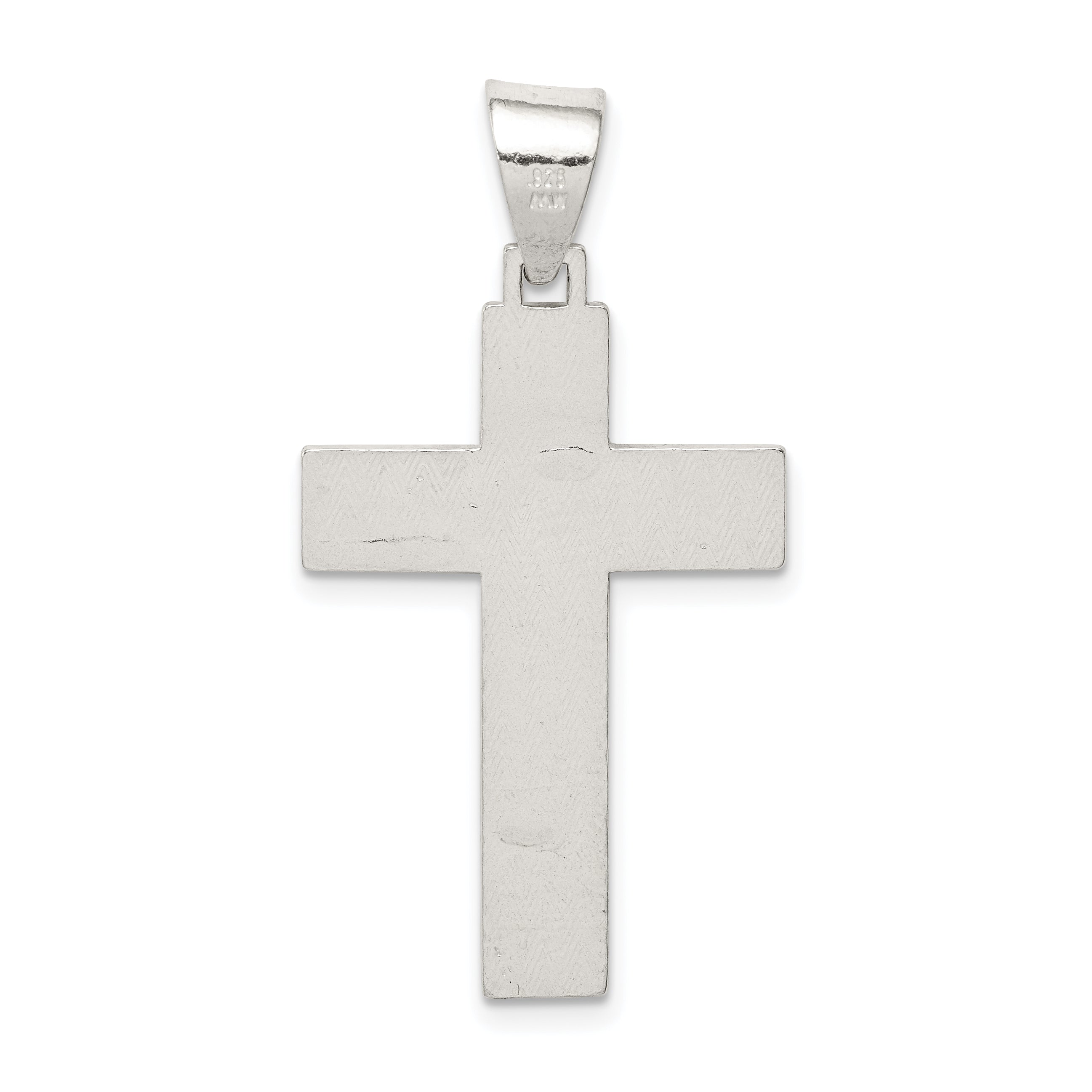 Sterling Silver Polished & Textured Crucifix Pendant
