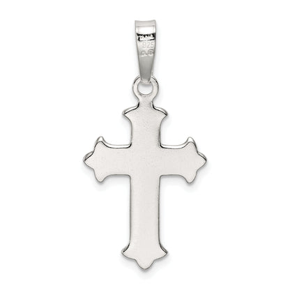 Sterling Silver Polished Textured Crucifix Pendant