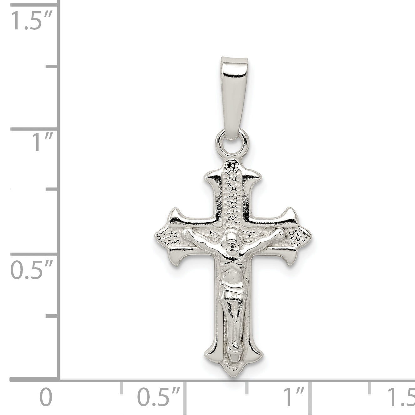Sterling Silver Polished Textured Crucifix Pendant