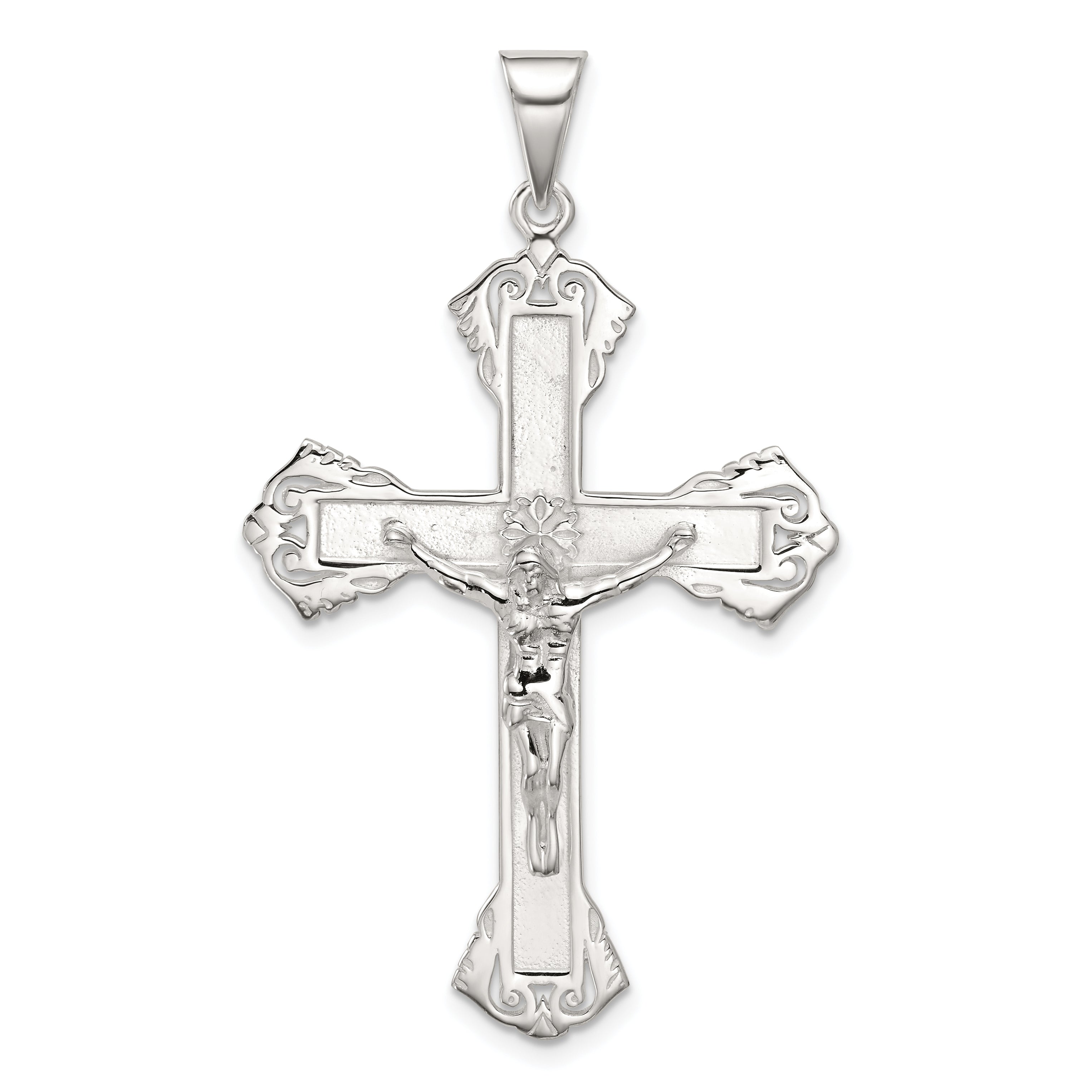 Sterling Silver Polished Crucifix Pendant