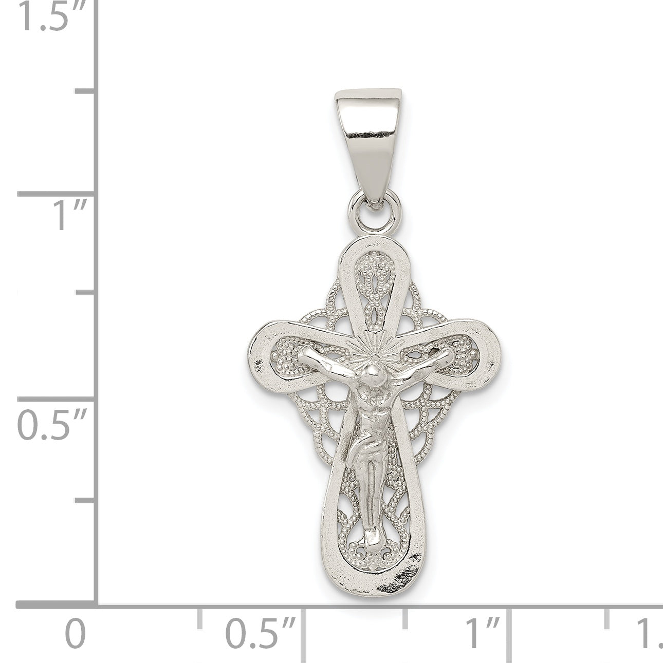 Sterling Silver Polished Small Crucifix Pendant