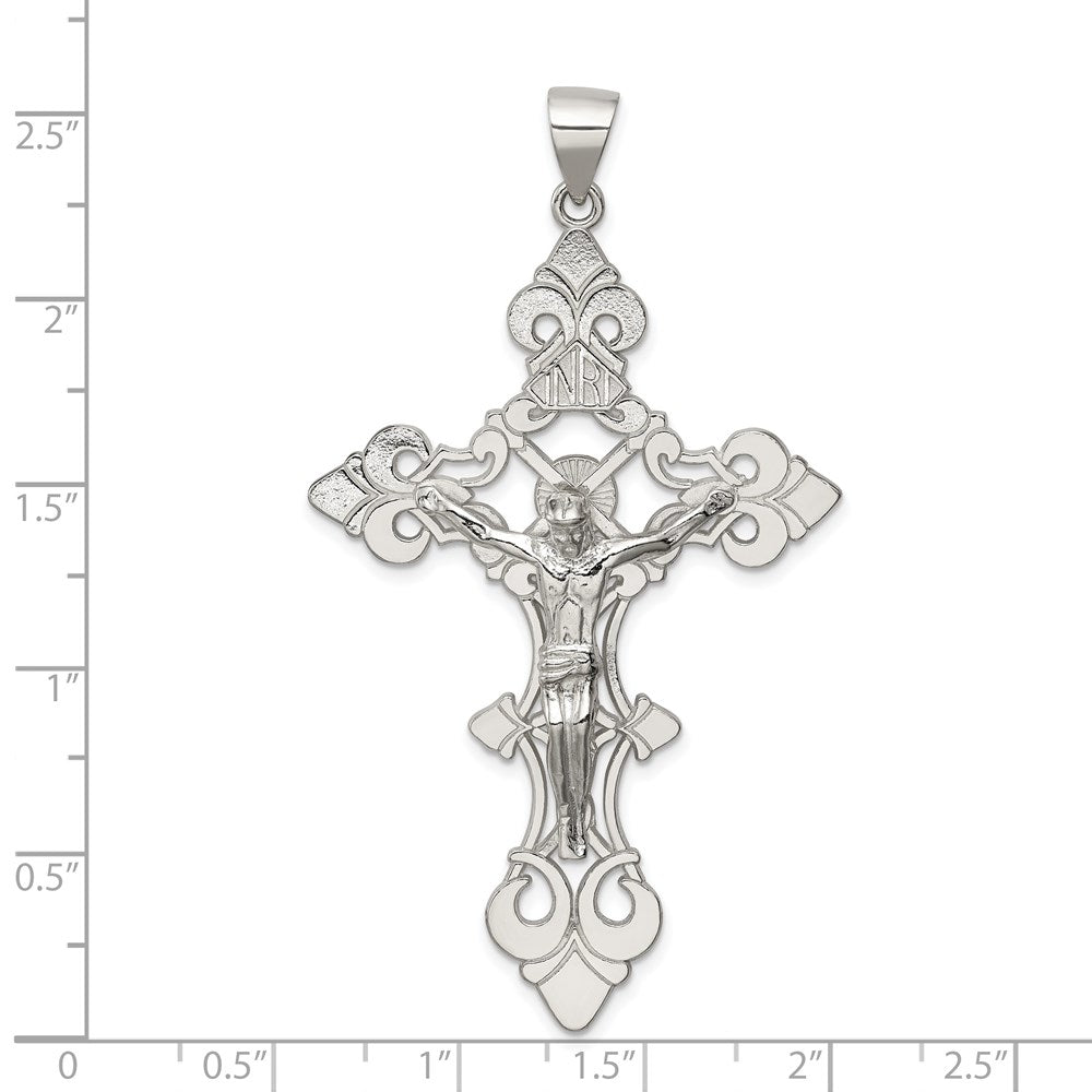 Sterling Silver Polished Large Inri Crucifix Pendant