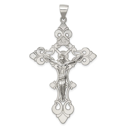 Sterling Silver Polished Large Inri Crucifix Pendant