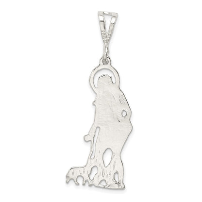 Sterling Silver Polished & Textured St. Lazarus Pendant