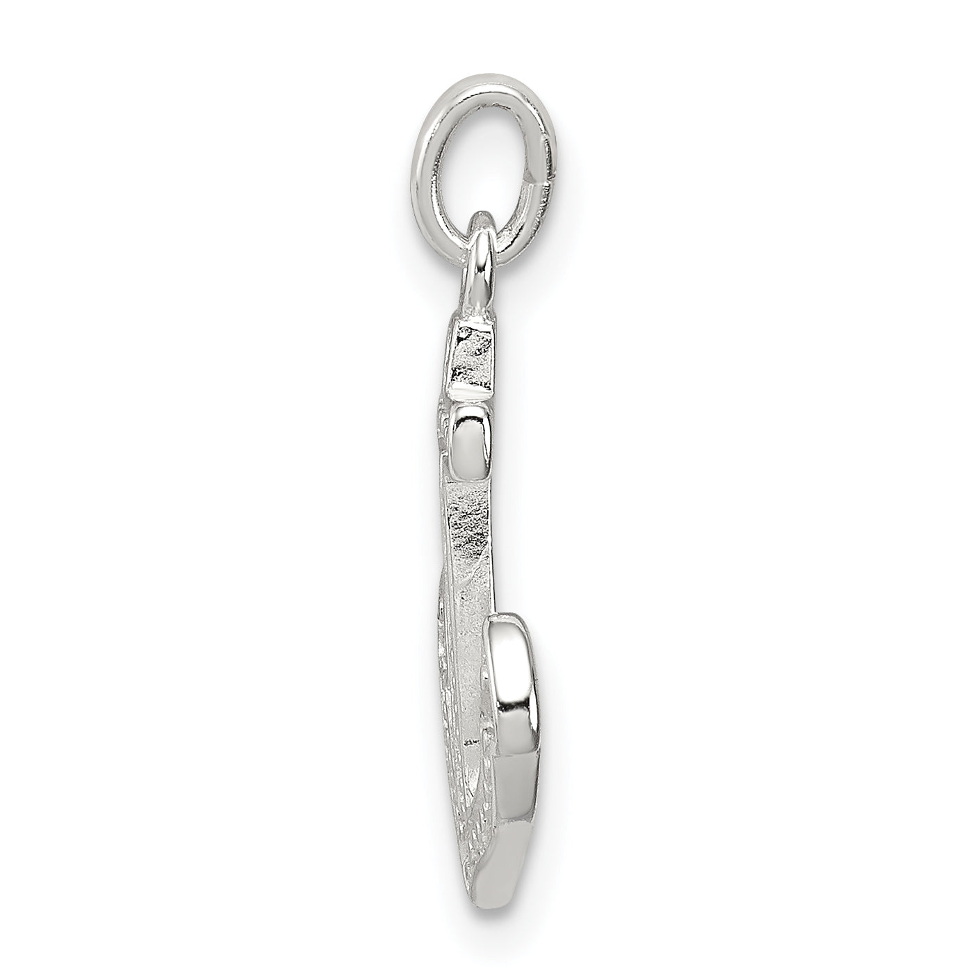 Sterling Silver Polished Cz Anchor Pendant