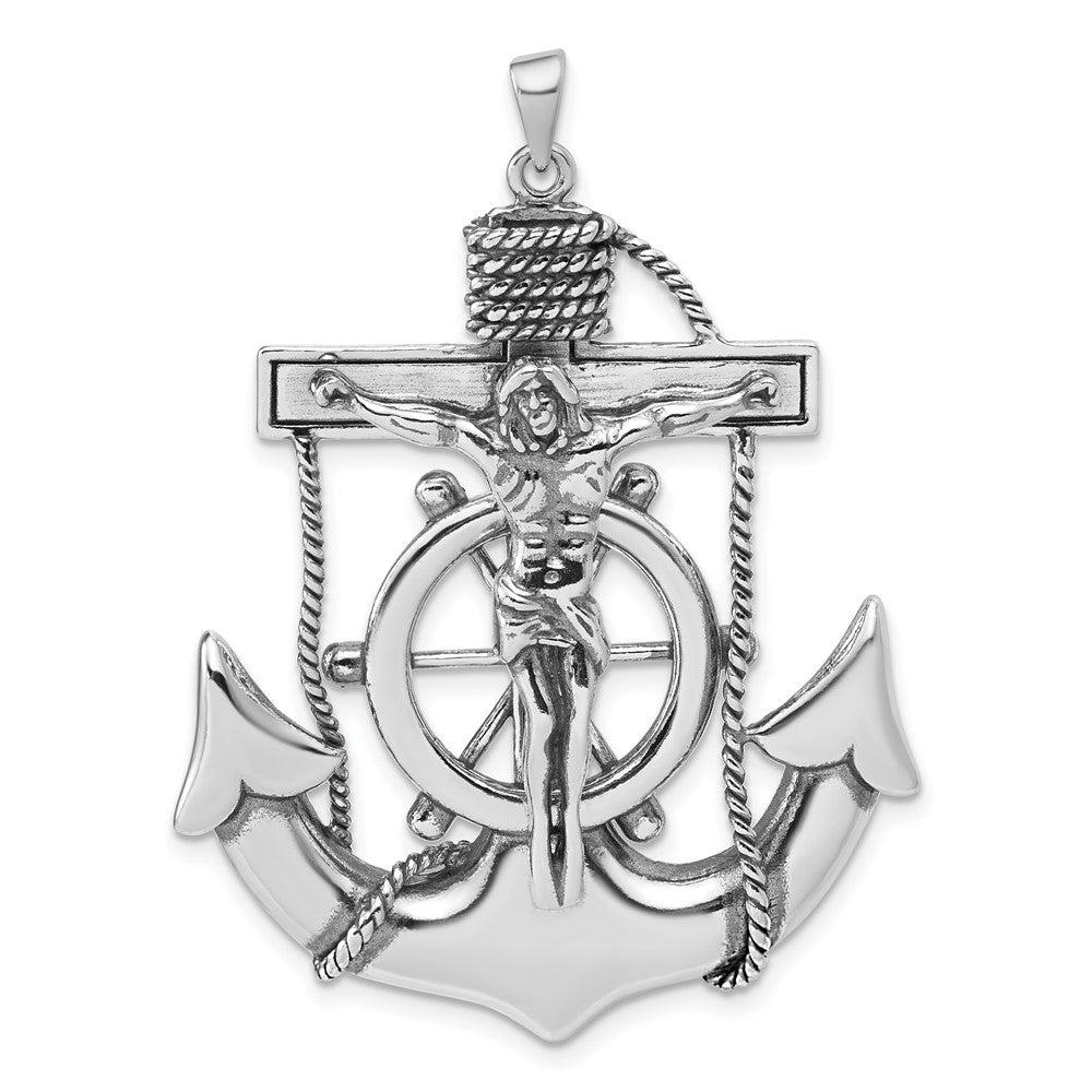 Sterling Silver Antiqued Mariner Cross Pendant