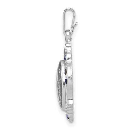 Sterling Silver Rhodium-Plated Polished Miraculous Blue Cz Pendant