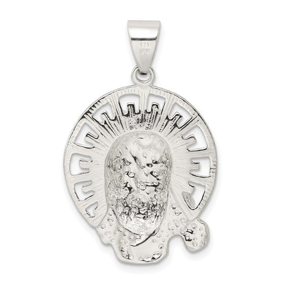 Sterling Silver Polished & Textured Jesus Head Pendant