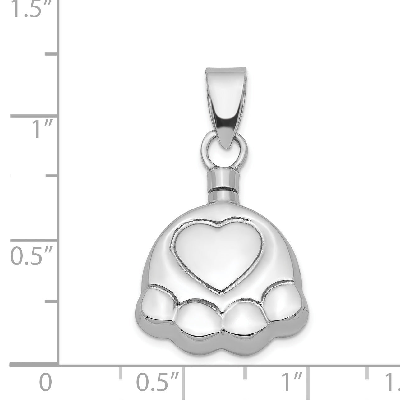 Sterling Silver Rhodium-Plated Polished Puppy Paw Ash Holder Pendant