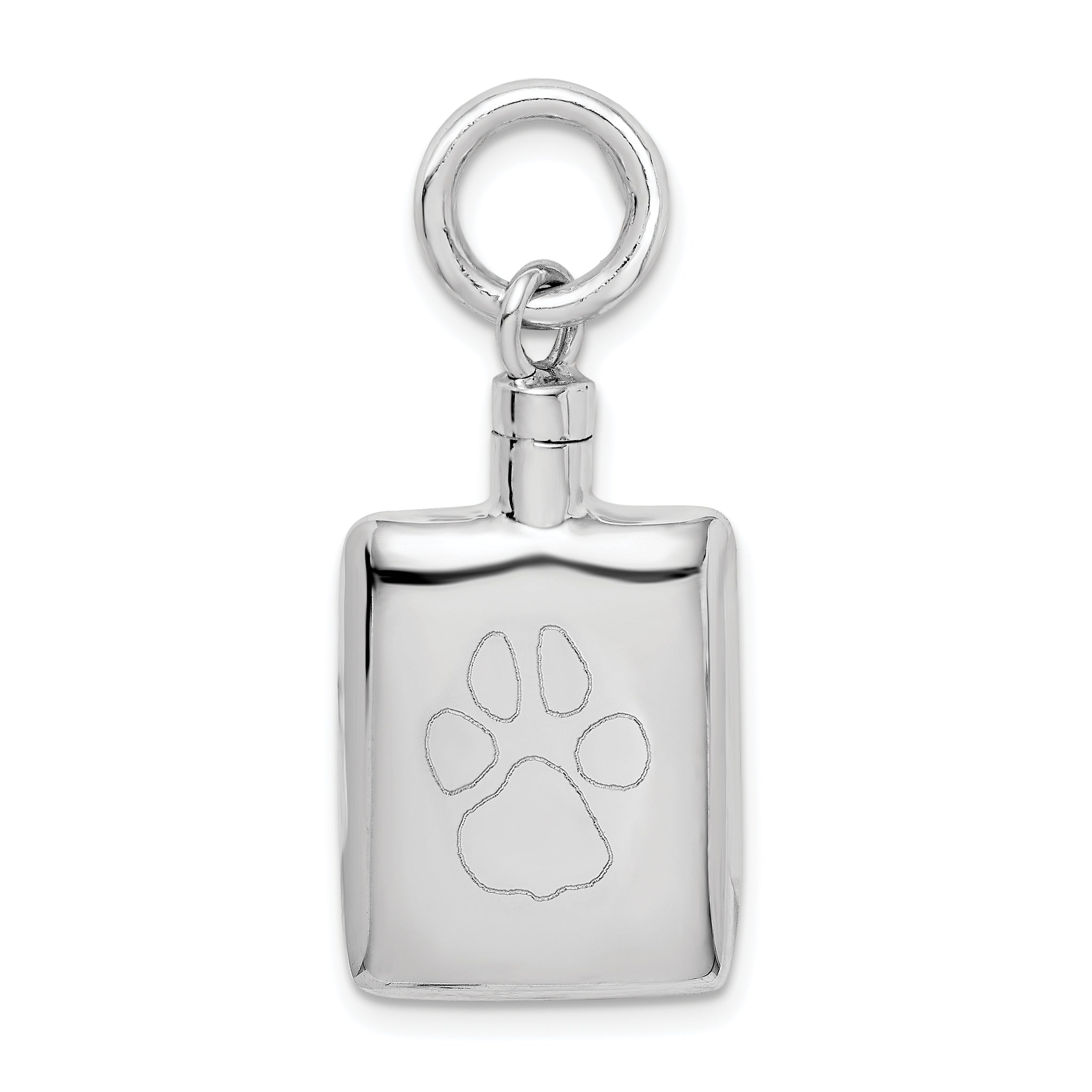 Sterling Silver Rhodium-Plated Polished Rectangular Ash Holder Pendant