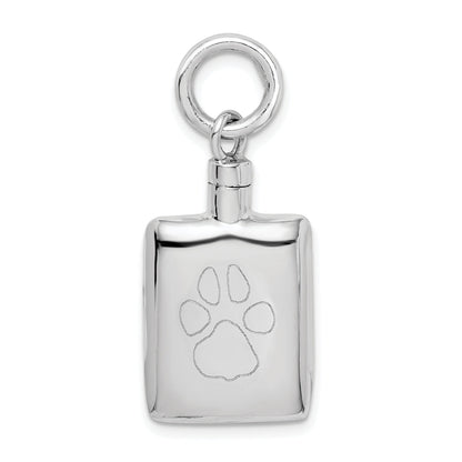 Sterling Silver Rhodium-Plated Polished Rectangular Ash Holder Pendant