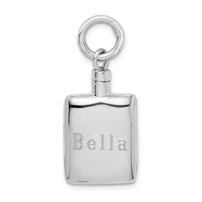 Sterling Silver Rhodium-Plated Polished Rectangular Ash Holder Pendant