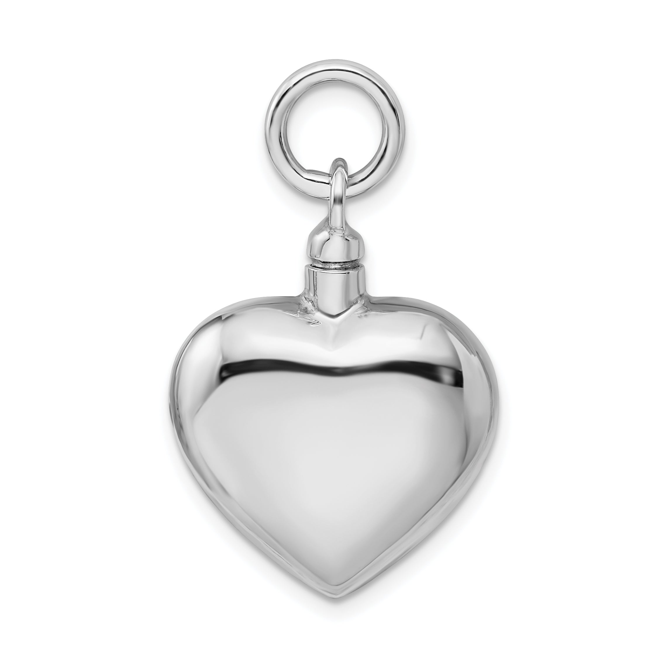 Sterling Silver Rhodium-Plated Polished Heart Ash Holder Pendant
