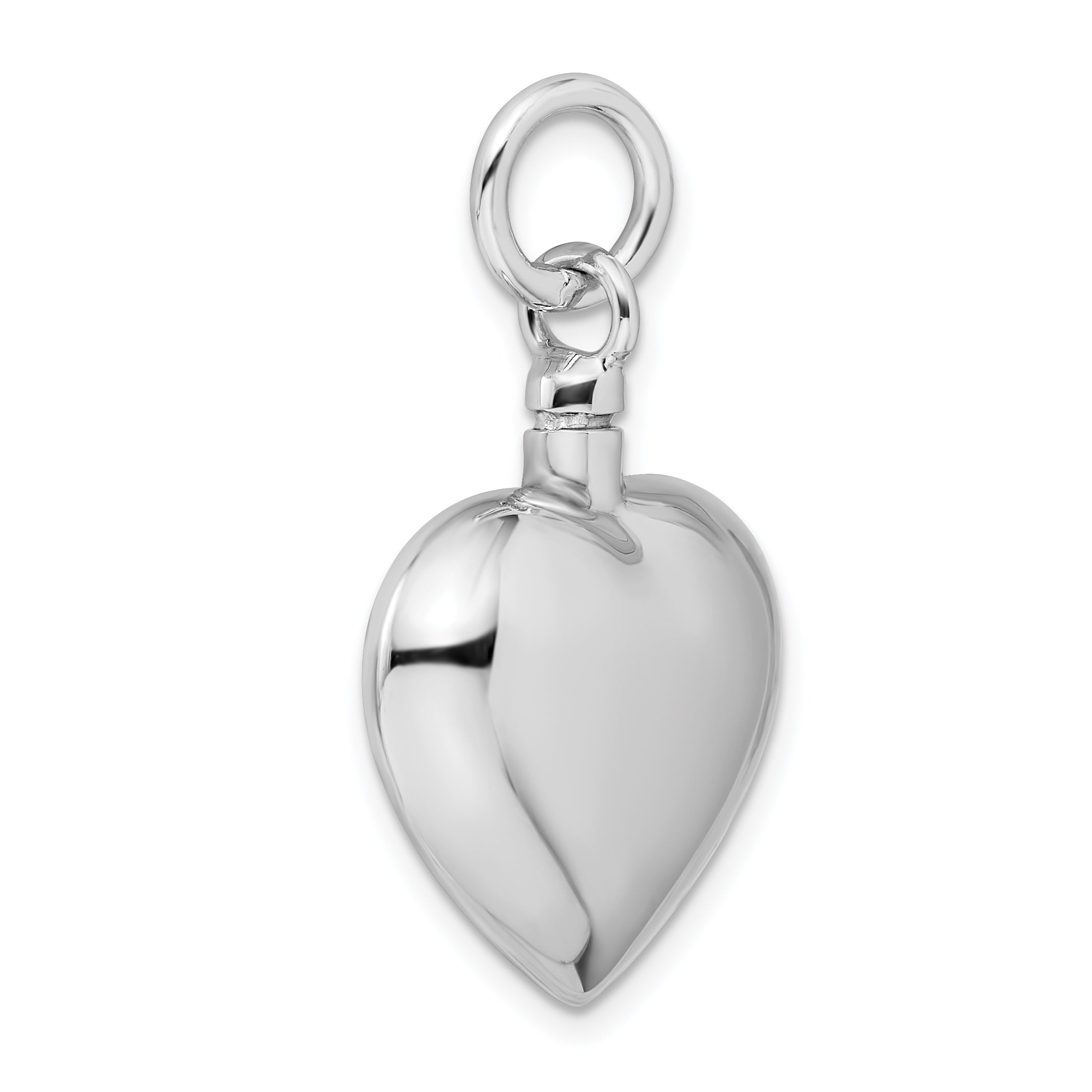 Sterling Silver Rhodium-Plated Polished Heart Ash Holder Pendant