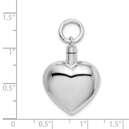 Sterling Silver Rhodium-Plated Polished Heart Ash Holder Pendant