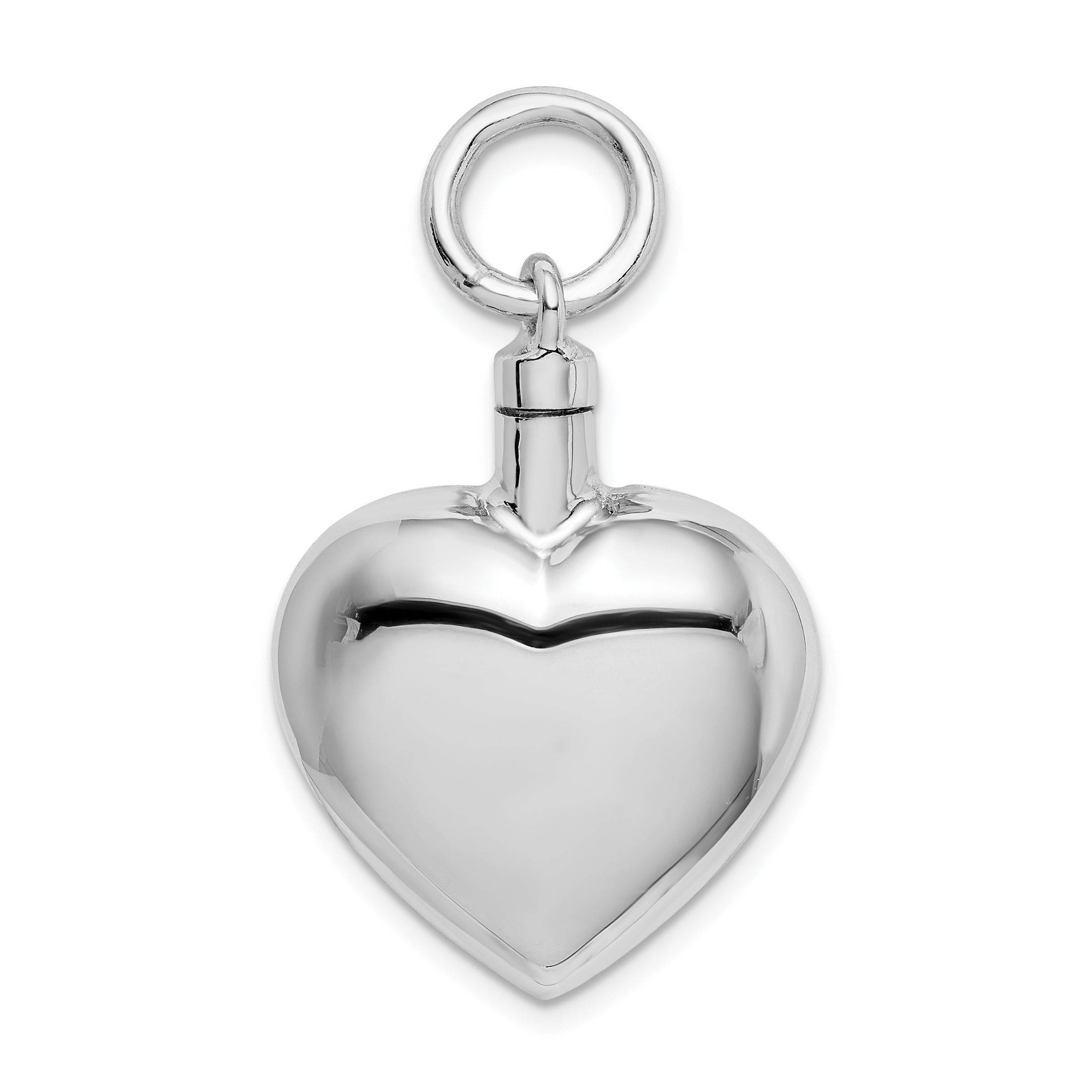 Sterling Silver Rhodium-Plated Polished Heart Ash Holder Pendant