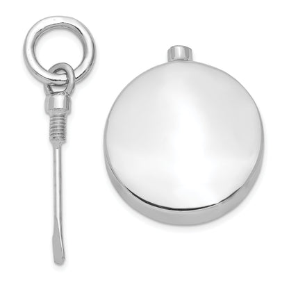 Sterling Silver Rhodium-Plated Polished Round Ash Holder Pendant