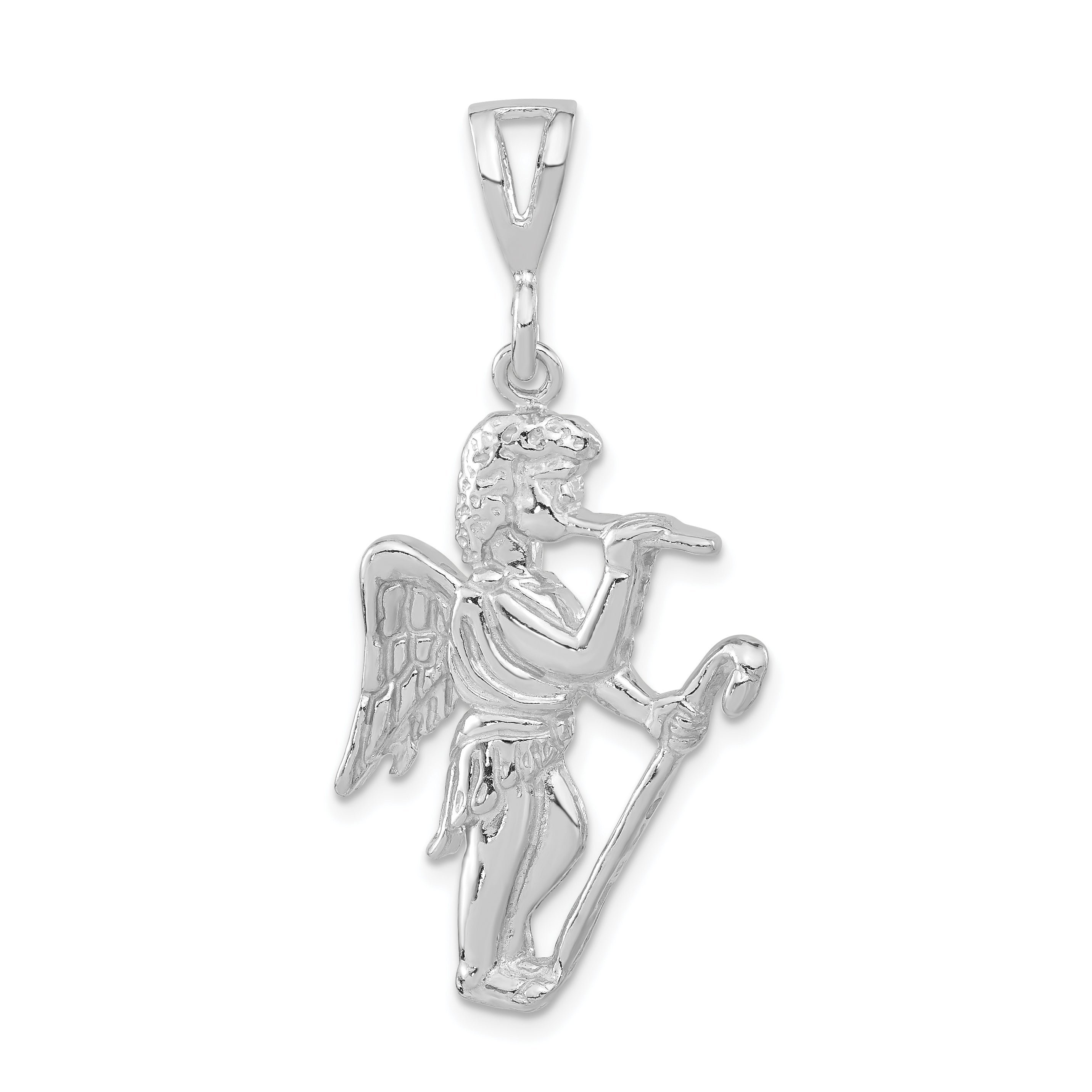 Sterling Silver Polished Gabriel With Trumpet Pendant
