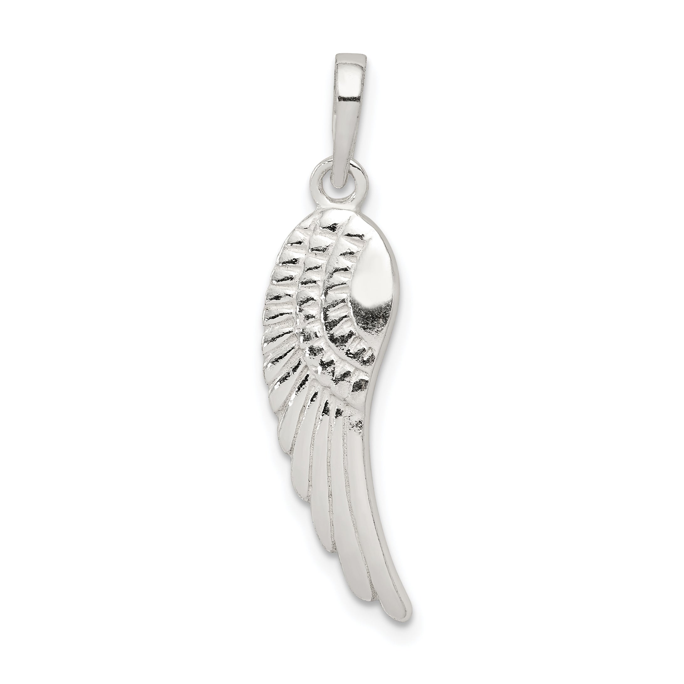 Sterling Silver Polished And Textured Angel Wing Pendant