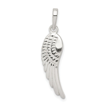 Sterling Silver Polished And Textured Angel Wing Pendant