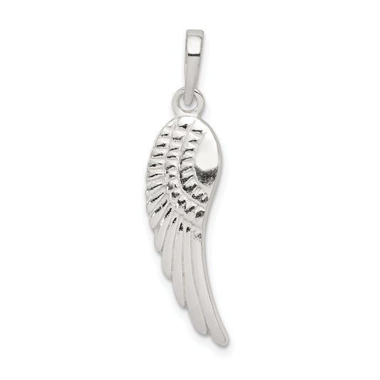 Sterling Silver Polished And Textured Angel Wing Pendant
