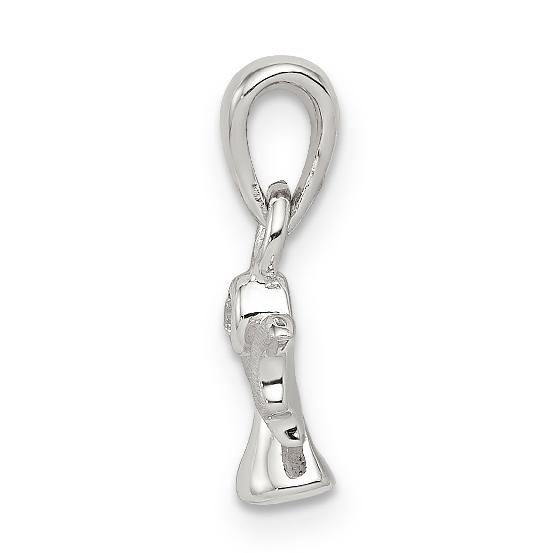 Sterling Silver Rhodium-Plated Polished/Satin Cz Angel Pendant