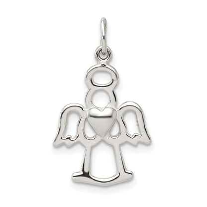Sterling Silver Polished Angel W/ Heart Charm