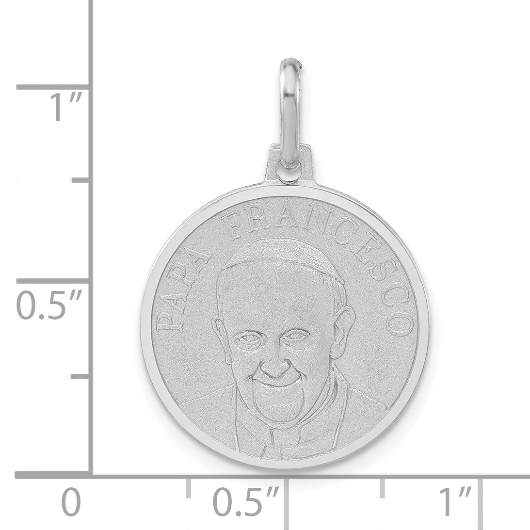Sterling Silver Matte & Polished Papa Francesco Medal Pendant