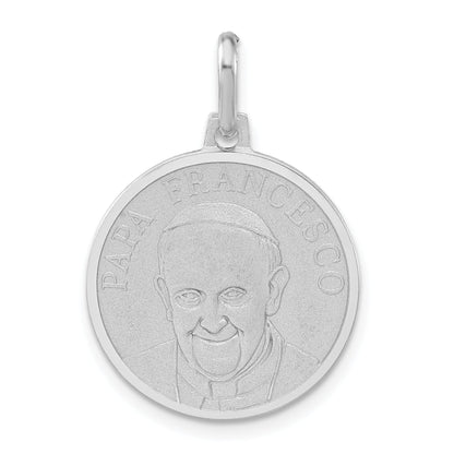 Sterling Silver Matte & Polished Papa Francesco Medal Pendant