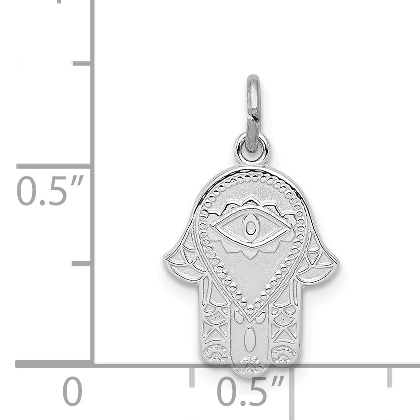 Sterling Silver Rhodium-Plated Polished Chamseh/Hamsa Pendant