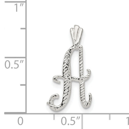 Sterling Silver Polished & Textured Letter A Initial Chain Slide