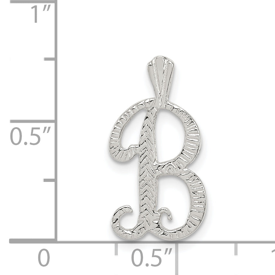 Sterling Silver Polished & Textured Letter B Initial Chain Slide