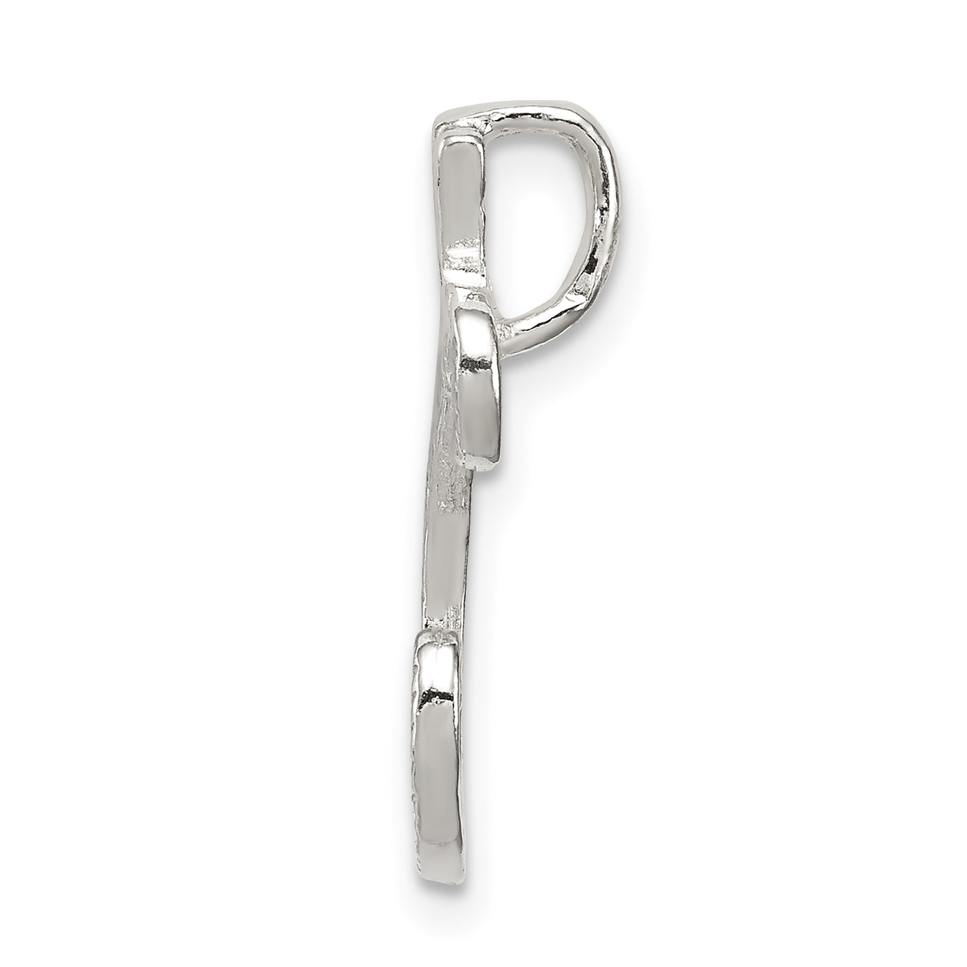 Sterling Silver Polished & Textured Letter C Initial Chain Slide