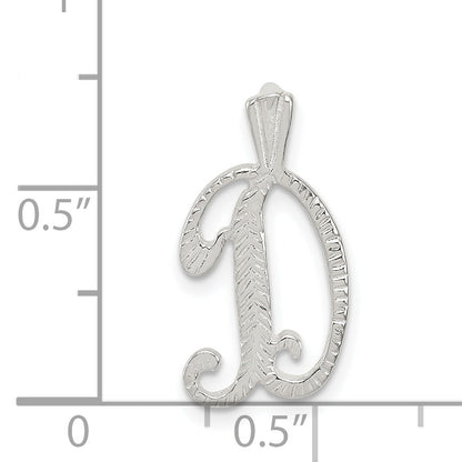 Sterling Silver Polished & Textured Letter D Initial Chain Slide