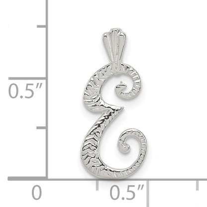 Sterling Silver Polished & Textured Letter E Initial Chain Slide