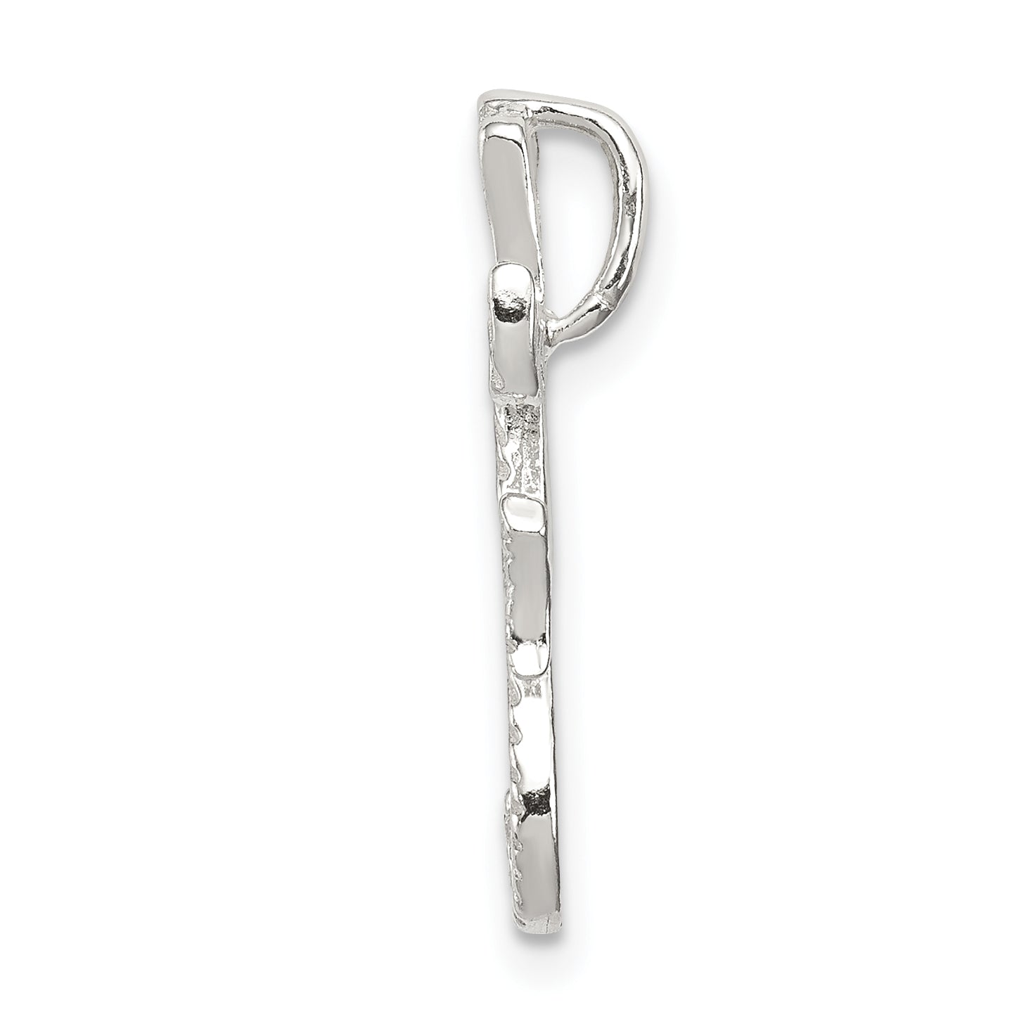 Sterling Silver Polished & Textured Letter F Initial Chain Slide