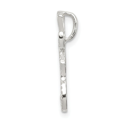 Sterling Silver Polished & Textured Letter F Initial Chain Slide