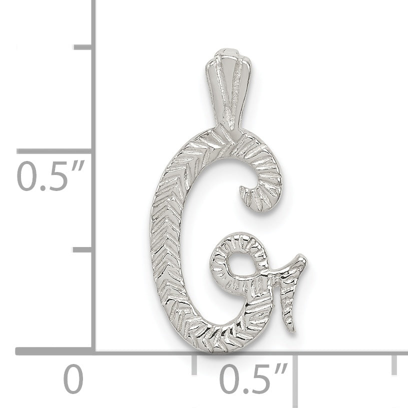Sterling Silver Polished & Textured Letter G Initial Chain Slide