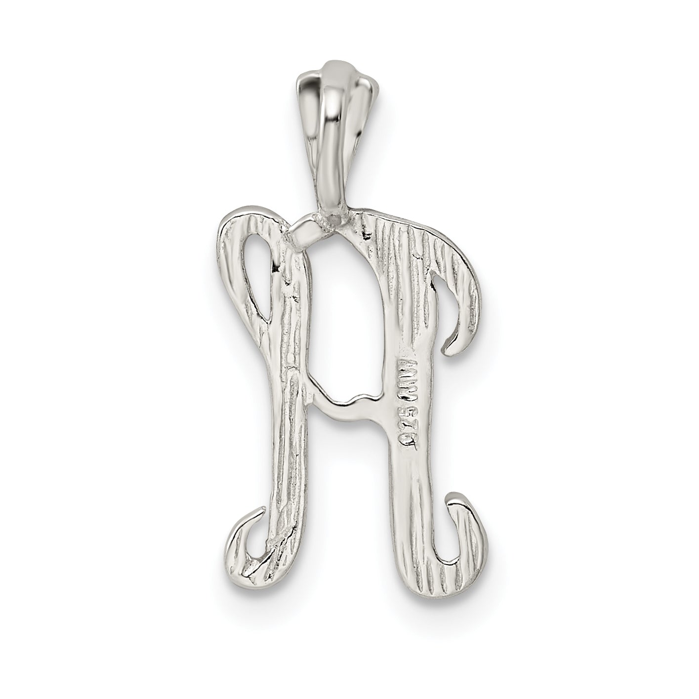 Sterling Silver Polished & Textured Letter H Initial Chain Slide