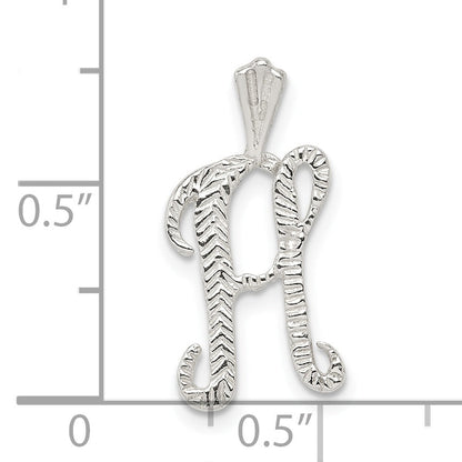Sterling Silver Polished & Textured Letter H Initial Chain Slide
